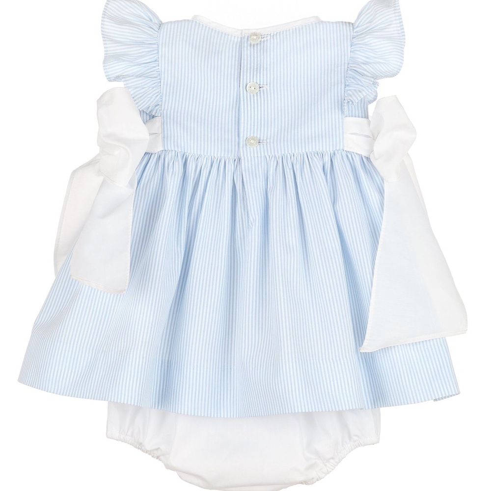 Blue and White Striped Dress with Animal Embroidery - Picture 2 of 4